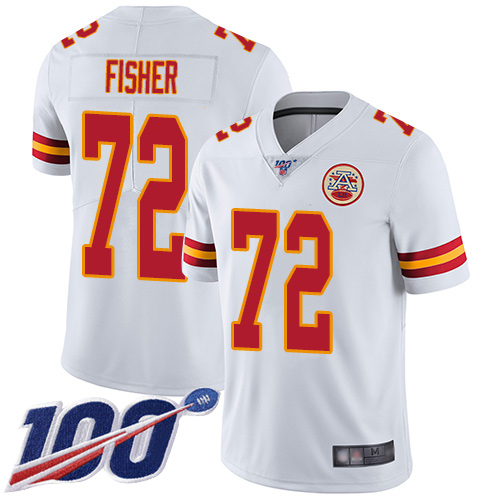 Youth Kansas City Chiefs 72 Fisher Eric White Vapor Untouchable Limited Player 100th Season Football Nike NFL Jersey